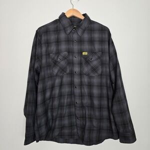 Dixxon Mens Flannel The Raven Pearl Snap Long Sleeve Shirt Sz XL Black Button Up